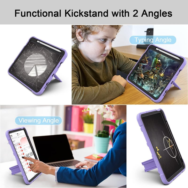 Azzsy حافظة لجهاز iPad (A16) الجيل الحادي عشر 11 بوصة 2025 / iPad الجيل العاشر 10.9 بوصة 2022، [حامل قلم مدمج] حافظة قوية مضادة للصدمات، بنفسجي فاتح - Image 3